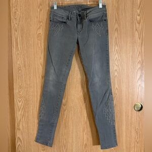 Bullhead Dark Gray Skinny Jeans with Embroidery
